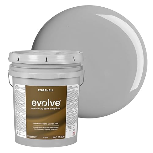 EVOLVE Paint & Primer: Environment-friendly, Low Sheen with One-coat Coverage for Interior & Exterior surfaces (Graphite Gray, 5-Gallon)