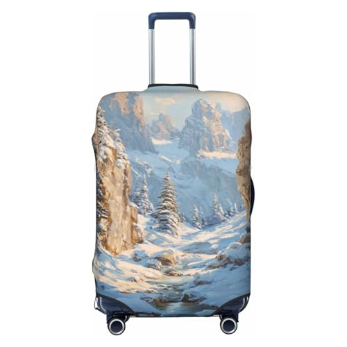 Snow-Covered Mountains And Trees Elastic Travel Luggage Covers Dustproof Scratch-Resistant Suitcase Protector Fit 22-24 Inch