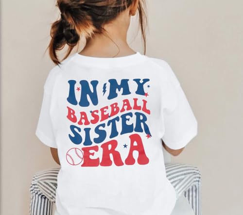 Image of FRYAID Toddler Baseball Sister Shirt Baby Girl Baseball Outfit Big Sister Shirt Birthday Girl T-Shirt Summer Cotton Tee Top