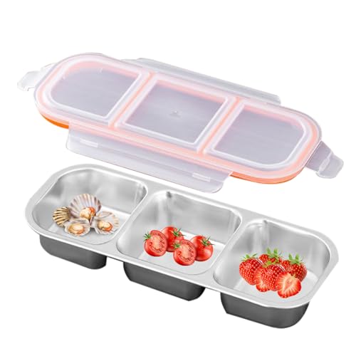 Contenedor de alimentos genérico - aperitivos de acero inoxidable, caja de compartimento apilable | Prácticamente seguro de lavavajillas, silicona sellada, almacenamiento de alimentos portátil