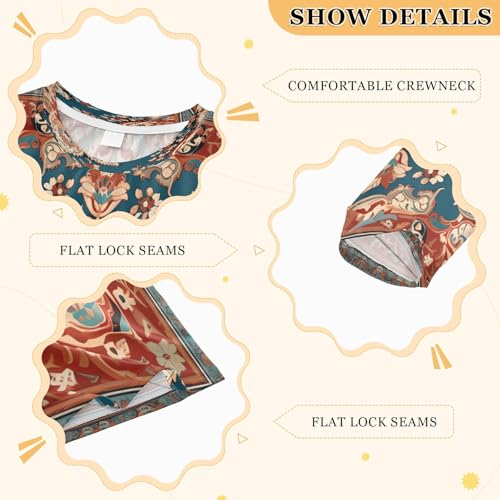 Boys Rash Guard Swim Shirt Long Sleeve UPF+ 50 Sun Shirts Quick Dry Shirt Red Bohemia for Toddler Kids3