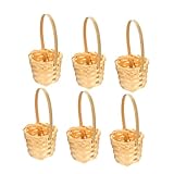LIFKOME 6 piezas Mini Cesta de Bambú Tejida Mano con Asa de Unidades Cestas Miniatura Decorativas para Flores Casa de Muñecas Picnic y Decoración de Fiestas