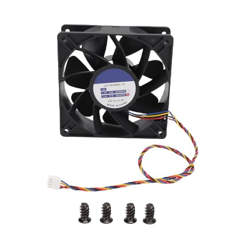 Ventilador de refrigeración de 12 cm, 120 x 38 mm, ventilador de caja de computadora PWM de 4 pines de alta velocidad de 6000 RPM, ventilador de CC sin escobillas ABS negro con