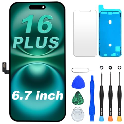 DIGI4U LCD for iPhone 16 Plus Screen Replacement 6.7[3D Touch][Small Notch] Screen for iPhone 16 Plus Display Digitizer Assembly with Repair Tools for iPhone 16 Plus LCD