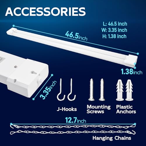 hykolity 5000k led shop light linkable 4ft daylight 42w led ceiling lights for garages workshops basements hanging or flushmount included power cord and pull chain 4400lm etl- 1 pack