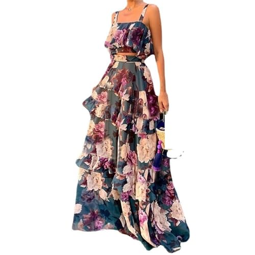 Robe d'été 2 pièces pour la plage ensemble fleuri jupe lotus chic