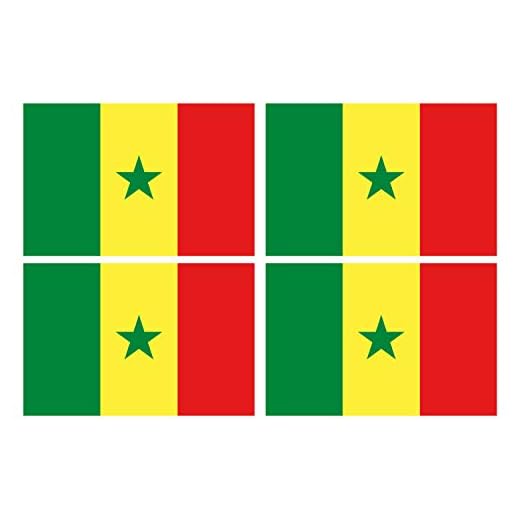 Supstick Lot de 4 Autocollants Stickers Drapeau de Pays Nation sénégal Format 6x4cm