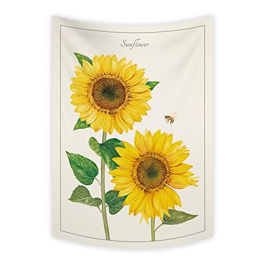 BASHOM TP-005 Tapiz de pared con girasoles, plantas, coloridas flores silvestres, decoración de pared para dormitorio, salón, decoración del hogar, 50 x 70 cm