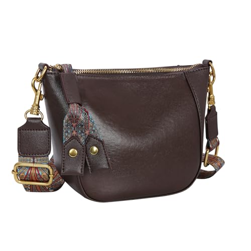 HESHE Leather Crossbody Bags for Women Soft Hobo Purses Stylish Satchel Bags Boho Shoulder Handbags with Wide Strap2