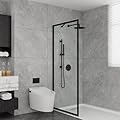 34" X 75" Shower Door Transparent Glass Framed Shower Screen Walk-in Black Finish?SGCC Certified Tempered Glass Door with Explosion (Black+Transparent Glass, 34 in)