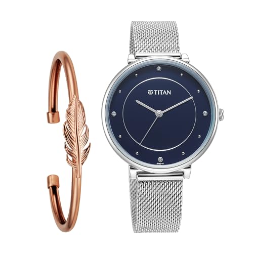 Titan Purple Stackables Quartz Analog Blue Dial Stainless Steel Strap Watch for Women-2673SM04F (B0CSZ4RLZ2) Amazon Price History, Amazon Price Tracker