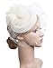 Cizoe Fascinator Hair Clip Pillbox Hat Bowler Feather Flower Veil Wedding Party Hat Tea Hat (1-Beige)