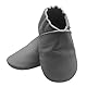 Bemesu Baby Krabbelschuhe Lauflernschuhe Lederpuschen Kinder Hausschuhe aus weichem Leder Grau (L, 12-18 M, EU 21-22)