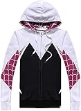 Alwoe Unisex Adult 3D Clothing Gwen Spider Cosplay Zipper Hooded Sweatshirt Black XX-Large