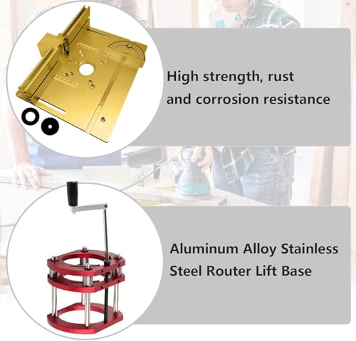 Router Lift Base für Oberfräsentisch Hubtisch 4 Backen Klemmung Frästisch Hubsystem Fräslift Base Hubtischplatte für Kleine Fräsmaschinen Tischfräse