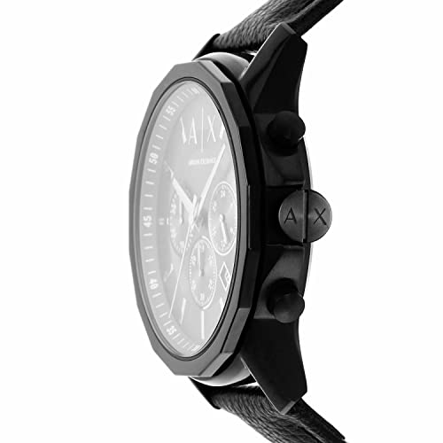 Armani Exchange Leather Analog Gray Dial Men Watch-Ax1724, Black Band - Image 3
