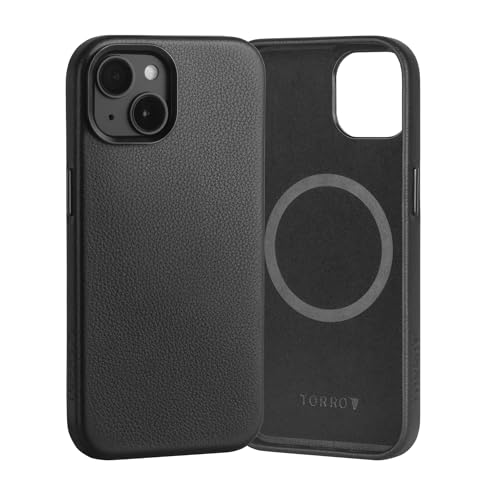 TORRO Case Compatible with iPhone 15 - Premium Leather MagSafe Compatible, Slim Bumper Case (Black)