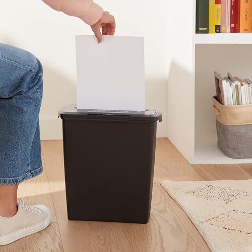 Image of Amazon Basics 8-Sheet Strip Cut Paper, CD, and Credit Card Shredder, 3.2 Gallons Wastebasket, Black