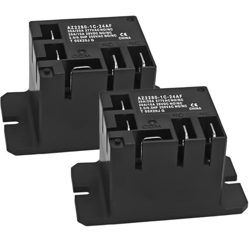 Power Relay AZ2280-1C-24AF (Pack of 2) - 24VAC 30A 277VAC 28VDC 5Pins 1 Form C SPDT Quick Connect Normally Closed