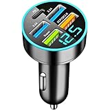 【2025新設計】自動車整備屋が使っている カーチャージャー ブラック 紀州からの贈り物 シガーソケット USB & USB-C 66W 5ポート 車載充電器 5台同時 PD 20W+QC3.0ポート 軽量化 急速充電 LED付オート電圧測定スマート識別 カー用品 12V-24V車対応 iPhone/Android適用 タブレットなどに対応