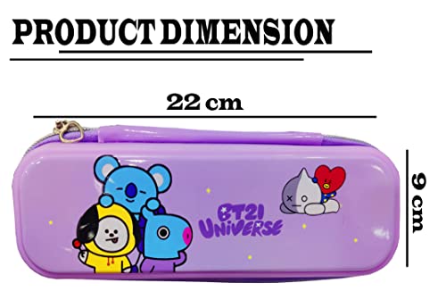 Image of Neel Pencil Case Silicone Geometry Box for Kids Pencil Pouch BTS Return Gift for Girls Large Capacity 1ps (PURPLE)