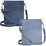 Cosblank 2 Pcs Small Denim Purses Crossbody Bags Jean Shoulder Handbag Adjustable Retro Denim Cell Phone Bags for Women(No Broken Hole)