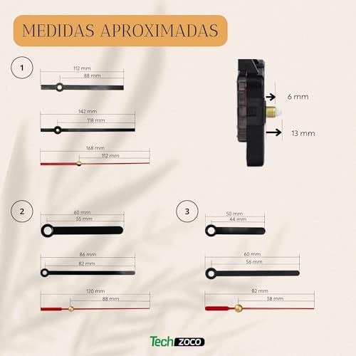 Miniatura 3 de Techzoco Mecanismo Movimiento Reloj Cuarzo Silencioso, Kit De Reparación De Reloj, Reloj Creación 3d, Manijas Reloj, Movimiento Del Reloj, Incluye Pack 3 Diseños De Agujas En Diferentes Tamaños, Negro