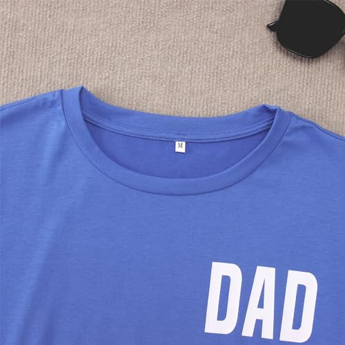 Image of KEKEMI Daddy and Me Shirt Daddy's Girl T-Shirt Dad's Little Man Shirt Dad's Dude Tee Tops Father's Day Family Matching Outfit (Dad-Blue, 2XL)