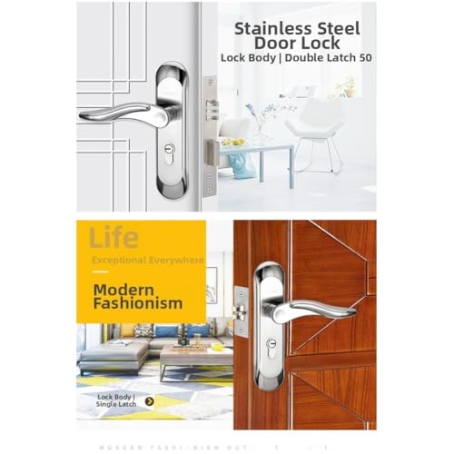 Serrure de porte simple ou double languette FACAIIO pour intimité chambre - 4