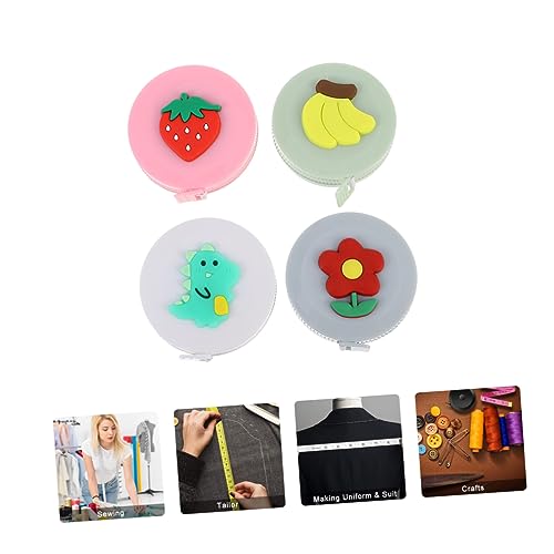 Holibanna 4Pcs Cartoon Mini Measure Tape Retractable Measuring Tape for Home Shop and Tailoring Lightweight Durable Adorable Design for Easy Portability