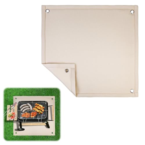 Fire Pit Mat,Fireproof BBQ Grill Mat,Heat Resistant Camping Pit Pad 50x50cm Heat Barbecue Fire Proof Shield Fiberglass Stove Mats for Outdoor Patio Decking Lawn Protector,Waterproof Flame Retardant