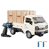 Dodoore Remote Control Car RC Kei Truck,1:16 Scale RC Transporter Pickup Truck, 2.4GHz All Terrain RC Transport Cars with Spray & Light, 2 Batteries, Best Gifts Ideas for Kids Age 6 Year Old (White)
