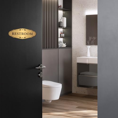 image for LUHIMO Restroom Sign Sticker for Business & Home, Self-Adhesive Brushe