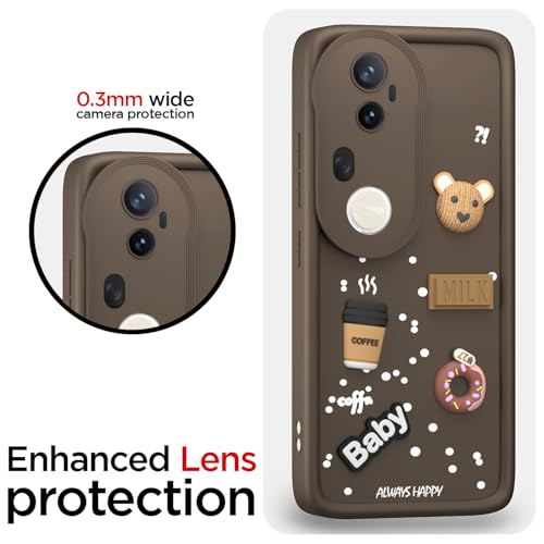 Image of Pikkme Back Cover for Vivo T4 Ultra 5G | Cute Fun Cartoon 3D Bear Silicone Full Body Protection Bumper Case (Brown)