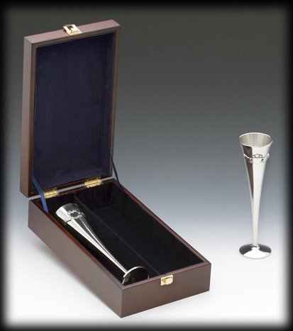 Mullingar Pewter Claddagh Wedding Flutes Boxed (10" HIGH)