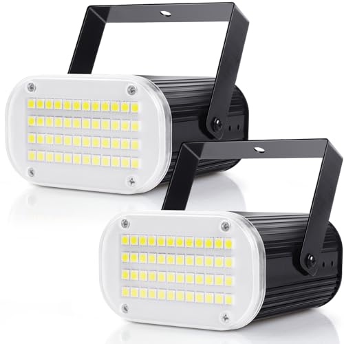 Luditek 2-Pack Mini Halloween White LED Strobe Light, Sound Activated 48 LED Flash Party Disco...