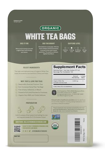 Fgo FGO-WHIT-TEAB-100 Organic White Tea, Eco-Conscious Tea Bags thumb #1