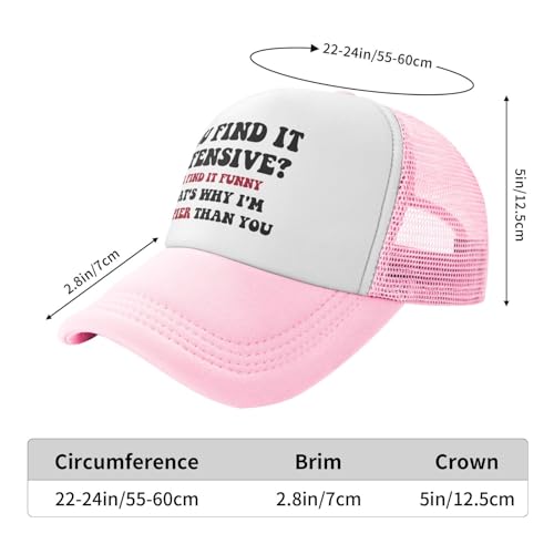 Image of You Find It Offensive? I Find It Funny Trucker Hats for Women Pink Men Funny Slogan Pink Hats for Men