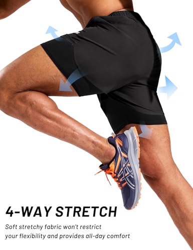 MIER Mens 2-in-1 Running Shorts Quick Dry Gym Workout Athletic Training Shorts with Compression Liner,3 Zipper Pockets4