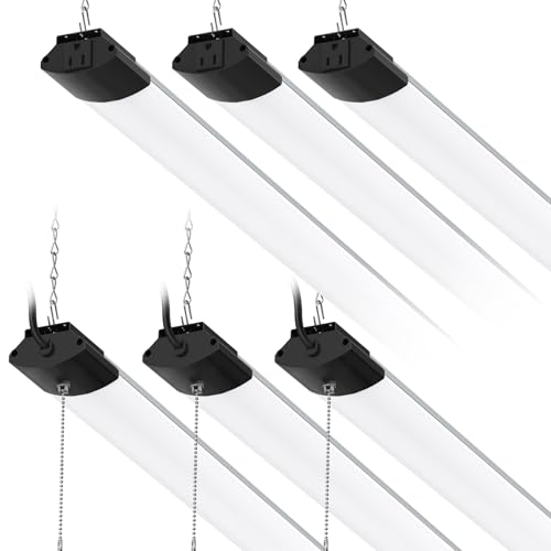 Barrina BS168 168W 8FT LED Shop Lights, 16800LM, 5000K, High Output, Linkable, LED Shop Light for Garage, Workshop, Warehouse, Hanging or Ceiling Mount with Pull Chain Switch, 6 Packs