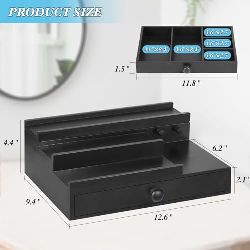 Cologne Organizer for Men with Drawer, Wood Cologne Stand Display Shelf with Hidden Compartment, Perfume Holder Organizer for Dresser, Room Essentials for Men, Display Risers, Gift for Husband, Father - Image 8