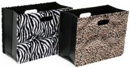 funky gadgets Foldable Magazine Rack Newspaper Storage Holder Animal Print Design File Document Organizer Paper Book Office Desk Organizer Stylish Shopping Bag Basket (Zebra Print)