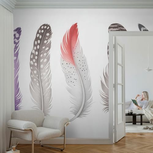 Revêtement mural autocollant résistant aux taches motif plumes 250x104 - 4