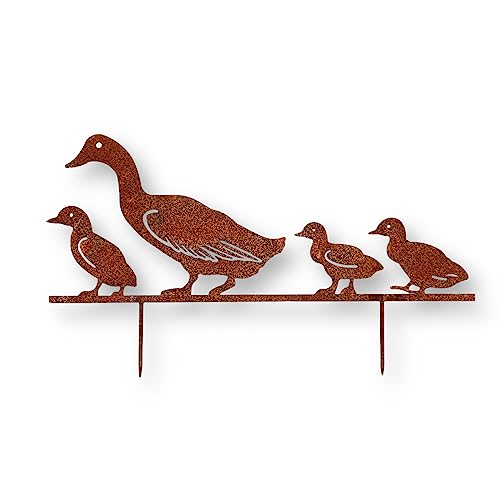 Crispe home & garden Gartenstecker Edelrost - Enten Familie - Höhe 32 cm