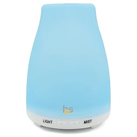 HealthSmart Essential Oil Diffuser, Cool Mist Humidifier and Aromatherapy Diffuser with 150ML Tank Ideal for Small Rooms, Adjustable Timer and Mist Mode, White