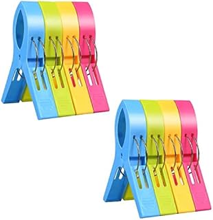 Techson Beach Towel Clips, 8 Pcs Large Plastic Towel Holder Pegs Grips for Washing Line, Laundry, Sun Loungers