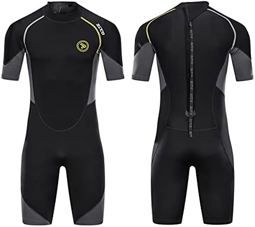 Wetsuit Shorty for Men 1.5mm Neoprene Back Zip Wetsuit Spring for Diving Surfing Snorkeling SwimmingM201BG-L