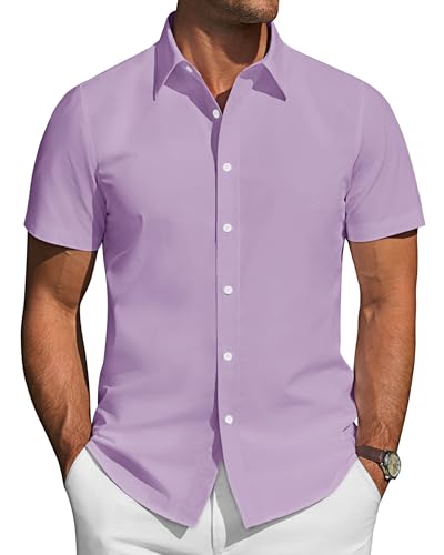 Chemise stretch à manches courtes J.VER XL violette respirante et infroissable pour homme