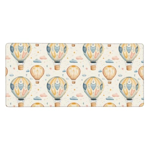 Tapis de souris pour ordinateur portable grand format montgolfière rétro