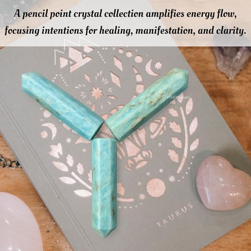 Image of Caribbean Calcite Crystal Pencil Points Set of 3, Certified Original Healing Crystals for Grid - Healing Crystals and Stones Metaphysical Energy Tool for Meditation and Chakra - Crystal Gifts for All